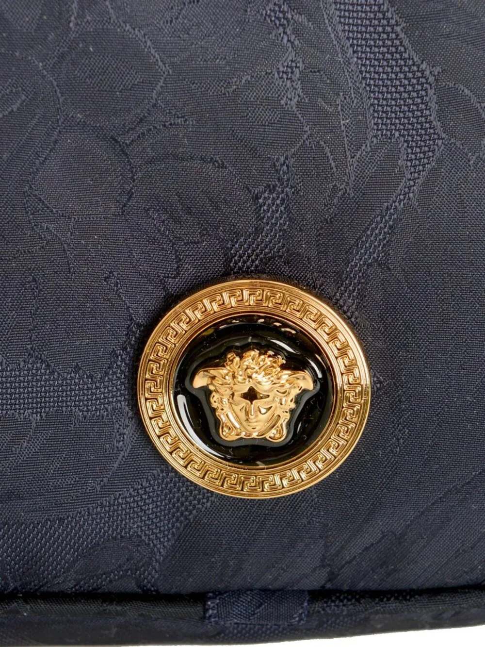 Versace Unisex Floral Print Navy Blue Gold Medusa Funny Belt Bag - Picture 2 of 7